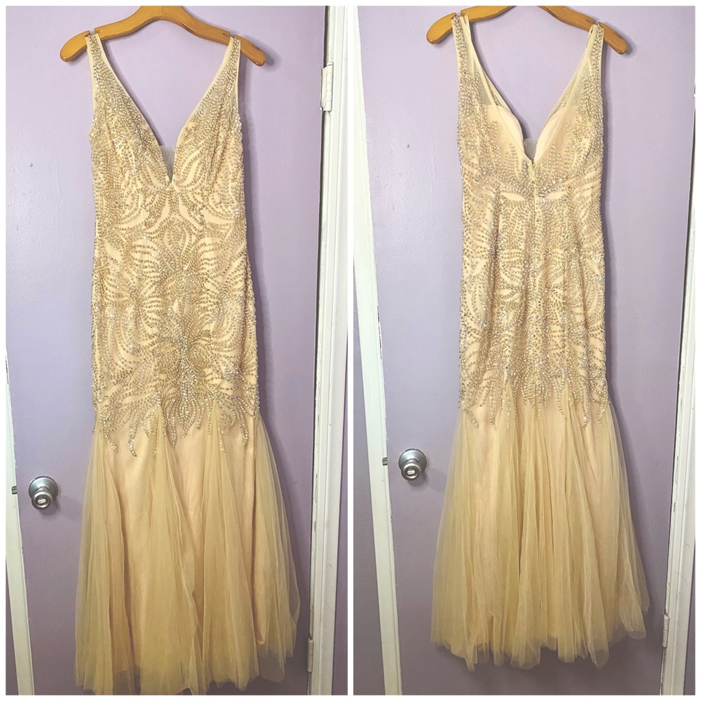 Aspeed hand beaded Rose Gold gown size small